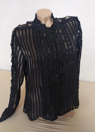 Прозрачная блуза с ажурными вставками1 фото