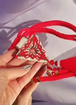 Ожерелье "fire force" в стиле бохо/ лариат из бисера женский в этно стиле3 фото