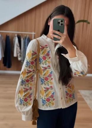 Накладной платеж ❤ турецкий оверсайз хлопковая блузка блузка вышиванка с рукавами фонариками с колышками пшеницы