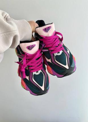 Нереальные женские кроссовки new balance 9060 purple acid premium тёмно-зелёные с малиновым цветные3 фото