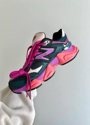 Неймовірні жіночі кросівки new balance 9060 purple acid premium темно-зелені з малиновим кольорові4 фото