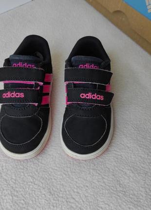 Шкіряні кросівки на дівчинку на липучках adidas р. 21 устілка 14 см7 фото