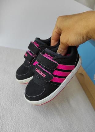 Шкіряні кросівки на дівчинку на липучках adidas р. 21 устілка 14 см