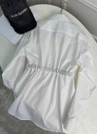 Котонова сорочка подовжена з пояском біла і чорна2 фото