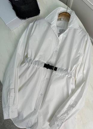 Котонова сорочка подовжена з пояском біла і чорна3 фото