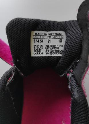 Кожаные кроссовки на девочку на липучках adidas р. 21 стелька 14 см4 фото