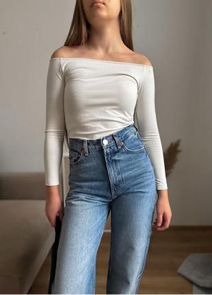 Базові блакитні широкі прямі сині джинси zara wide leg2 фото