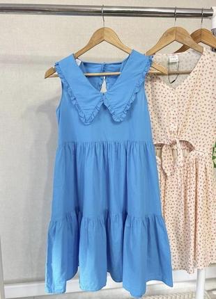 Бавовняна сукня zara з трендовим комірцем 🩵🩵1 фото