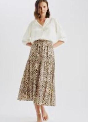 🌹классная юбка многоярусная с принтом лео🍇1 фото