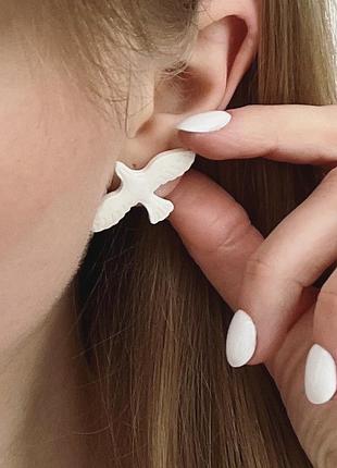 Серьги пусеты горлица голубя