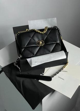 👜 chanel 19 large handbag black/gold