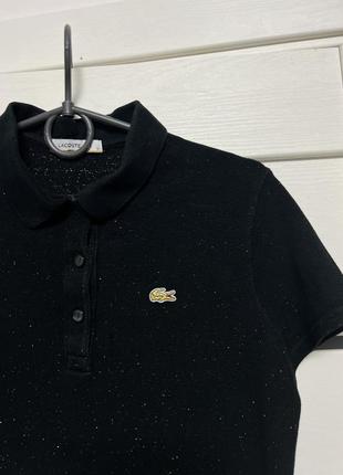 Підліткова футболка lacoste чорна з блискітками на дівчинку