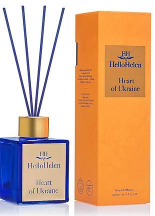 Аромодифузор для дому та приміщення з паличками hellohelen heart of ukraine 100 мл