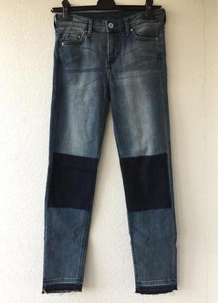Актуальные плотные джинсы с накладками необработанный низ средняя посадка
