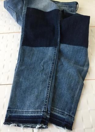 Актуальные плотные джинсы с накладками необработанный низ средняя посадка2 фото