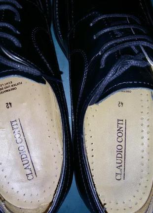 Кожаные туфли claudio conti, размер 42 (29см)5 фото