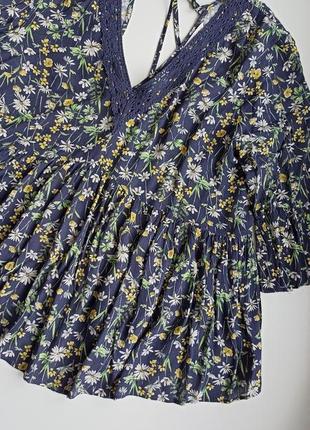 Натуральная блузка в цветы р.148 фото