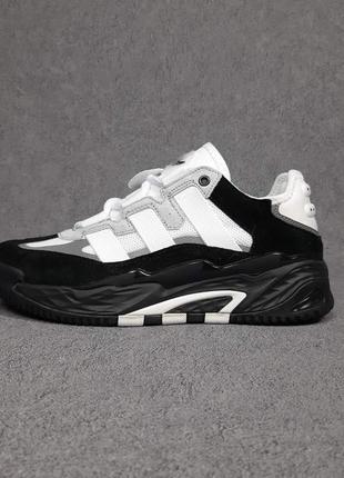 Чоловічі кросівки | adidas niteball | чорні/білі | замша/текстиль, :43