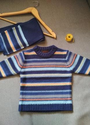 Новый вязаный свитер с шарфом reputation, сша, мальчику на 2 3 4 года2 фото