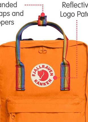 Водонепроницаемый рюкзак kanken 16л с радужными ручками-лямками оранжевый канкен школьный4 фото