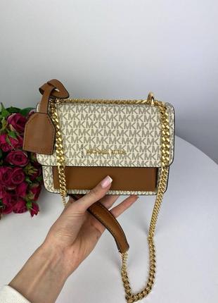 Женская сумка michael kors mini milk brown бежевая2 фото