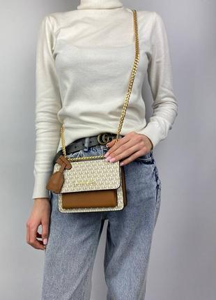 Женская сумка michael kors mini milk brown бежевая