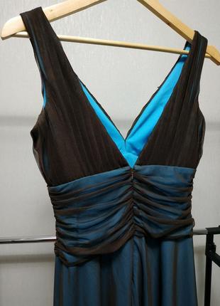 Нарядное платье коричневое с голубым boutique5 фото