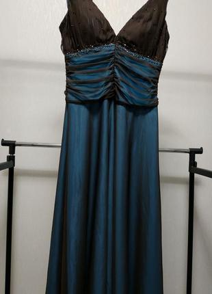 Нарядное платье коричневое с голубым boutique