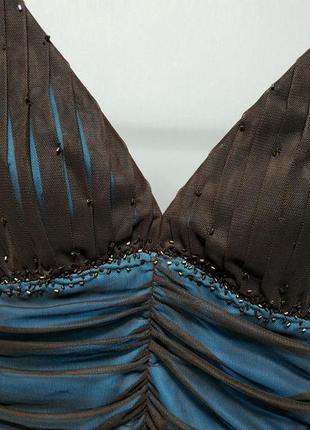 Нарядное платье коричневое с голубым boutique2 фото