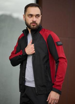 Легкая весенняя мужская куртка, красно-черная, softshell демисезон, премиум качество2 фото
