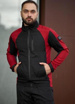 Легкая весенняя мужская куртка, красно-черная, softshell демисезон, премиум качество