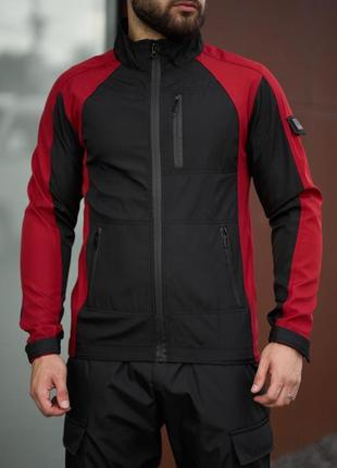 Легкая весенняя мужская куртка, красно-черная, softshell демисезон, премиум качество9 фото