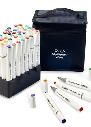 Профессиональный набор для рисования, маркеры двусторонние спиртовые touch multicolor 40 цветов + альбом а55 фото