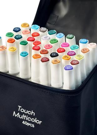Професійний набір для малювання, маркери двосторонні спиртові touch multicolor 40 кольорів + альбом а59 фото
