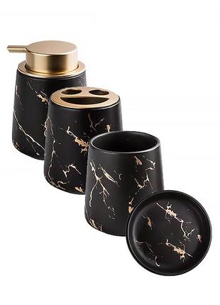 Керамічний набір аксесуарів в ванну кімнату із 4 предметів bathlux, чорний4 фото