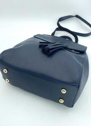 Женский сумка-рюкзак сердце синего цвета3 фото