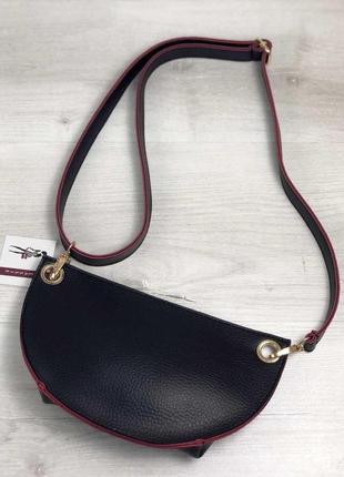 Женская сумка сумка на пояс- клатч нана черного с красным цвета2 фото