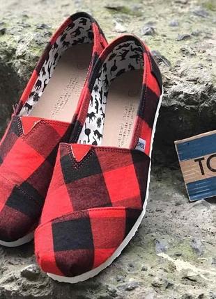 Чоловічі червоні картаті літні текстильні еспадрильї toms