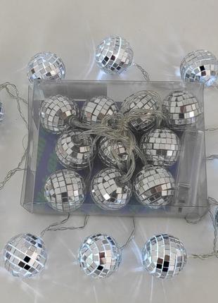 Гирлянда шарики, фонарики зеркальные шарики код/артикул 115 і-0012 фото