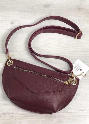 Женская сумка сумка на пояс- клатч нана бордового цвета1 фото