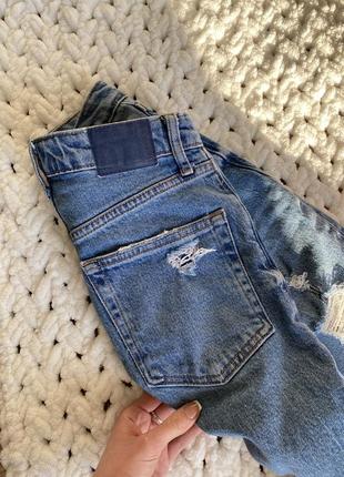 Джинсы мом / мом джинсы бершка / джинсы женские рваные голубые / джинсы mom4 фото