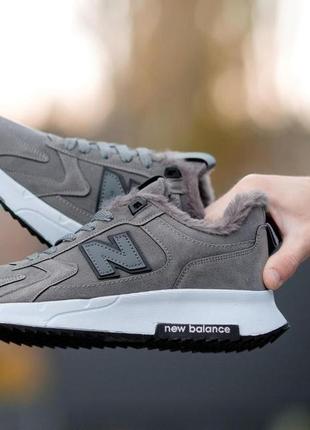 Кроссовки зимние new balance серый замша + мех7 фото