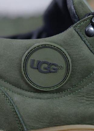 Ботинки мужские зимние нубук ugg кроссовки из натурального нубука и утепленные шерстью не промокаемые хаки7 фото