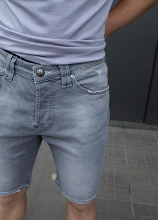 Шорты мужские серые джинсовые брендовые. philipp plein. с металлическим черепом на поясе сзади!1 фото