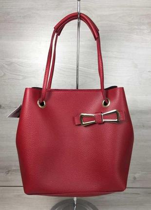 2в1 молодіжна жіноча сумка бантик червоного кольору