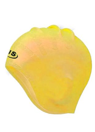 Шапочка для плавання sns силіконова з вухами жовта