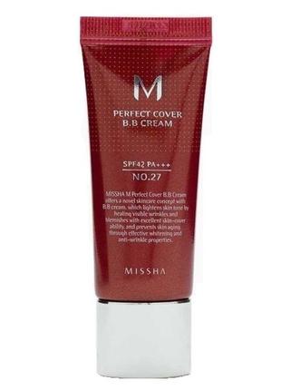 Bb крем із ідеальним покриттям missha perfect cover bb cream spf42 pa++ №27, 20 мл