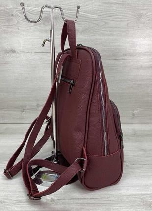 Стильный бордовый рюкзак на 2 отделения бордового цвета3 фото