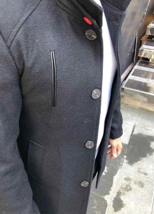 Чоловіче пальто чорне на ґудзиках туреччина3 фото