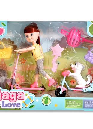 Ігровий набір з лялькою і собакою на самокаті gaga & love.набір для дівчинки лялька з вихованцем.2 фото